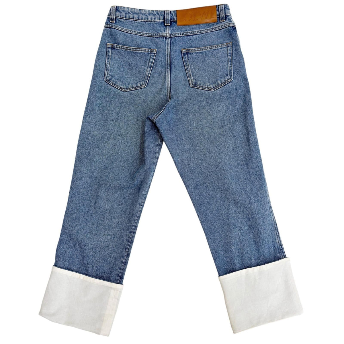 Loewe Review Button Fly Leather Patch Fisherman Denim Pants Indigo 46 — view 2