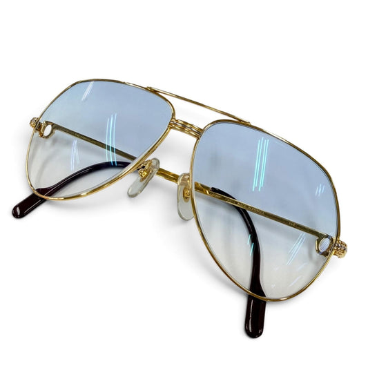 Cartier Vintage Trinity Two Bridge Teardrop Sunglasses Gold Bordeaux Eyewear