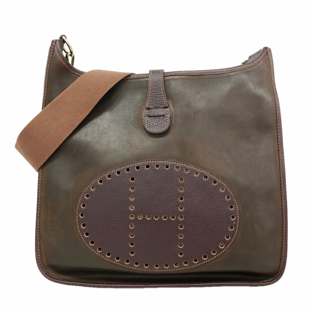 Hermes Shoulder Bag Evelyne Amazonia Dark Brown Silver