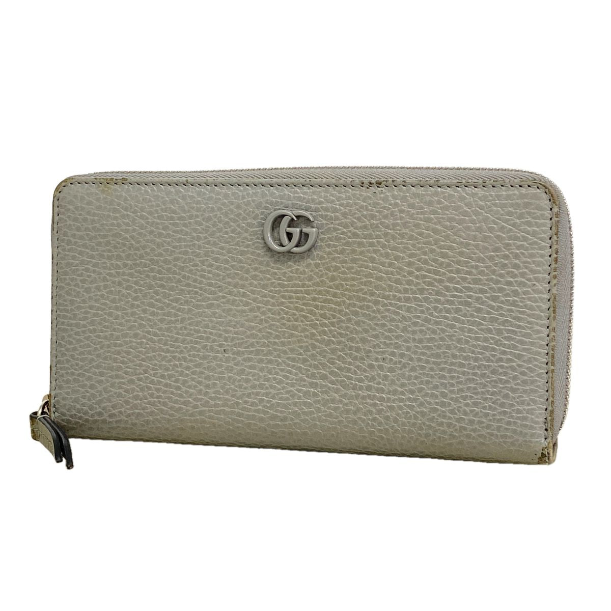Gucci Wallet GG Marmont Leather Gray Silver
