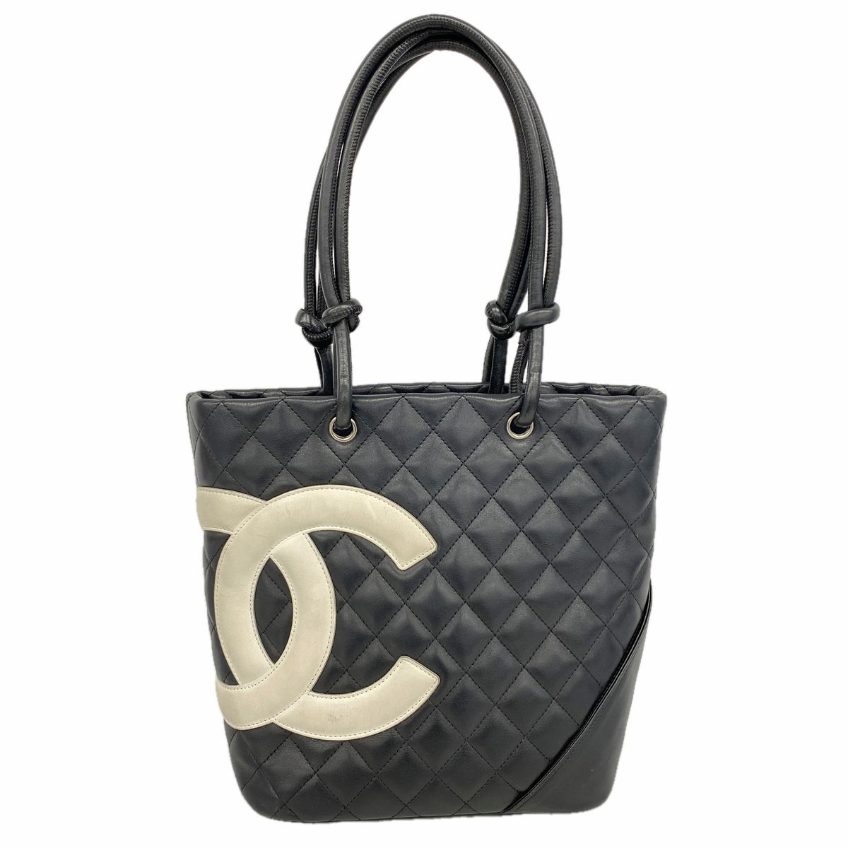 Chanel Tote Bag Cambon Lambskin Black Silver