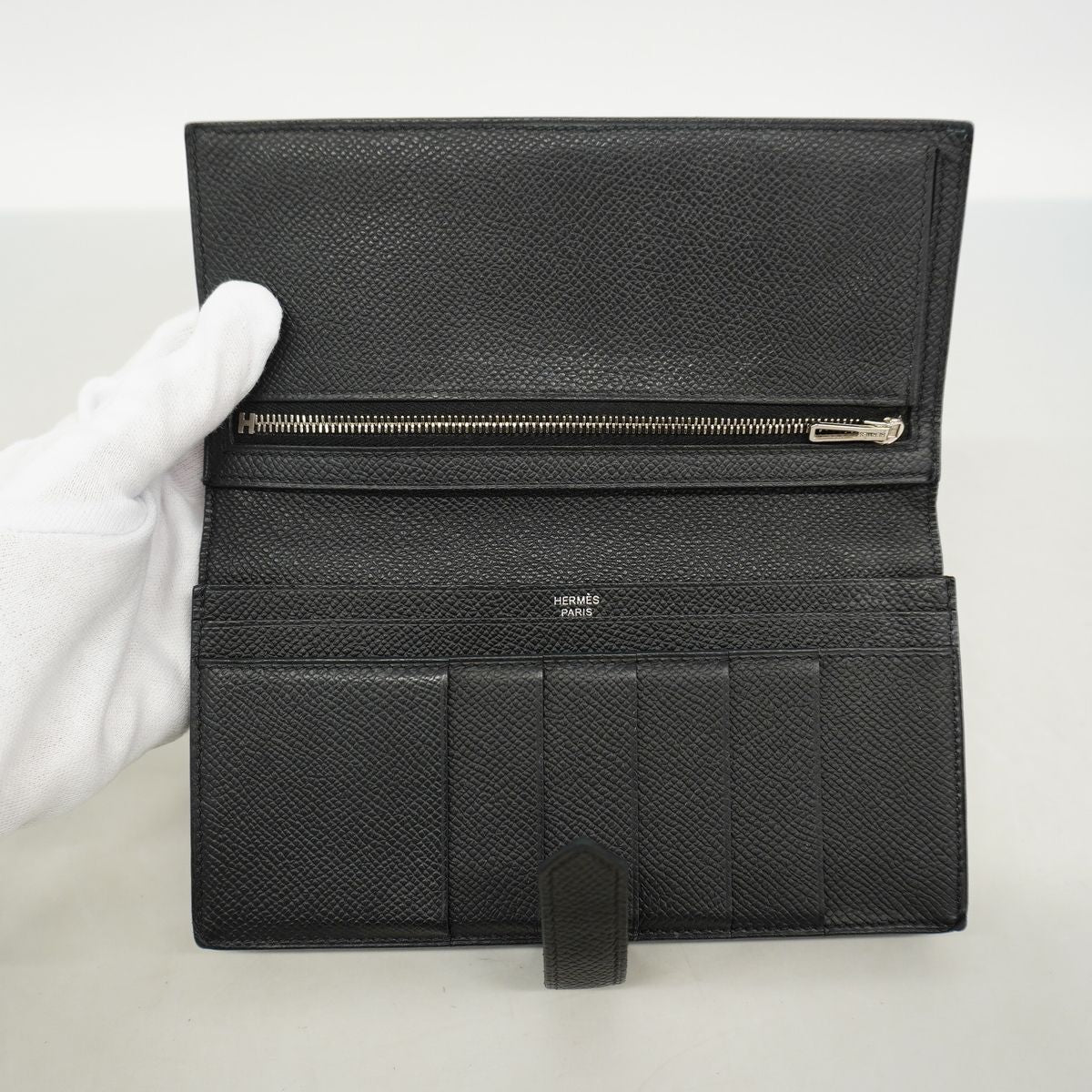 Hermes Wallet Bearn Soufflet Veau Epsom Black Silver — view 3