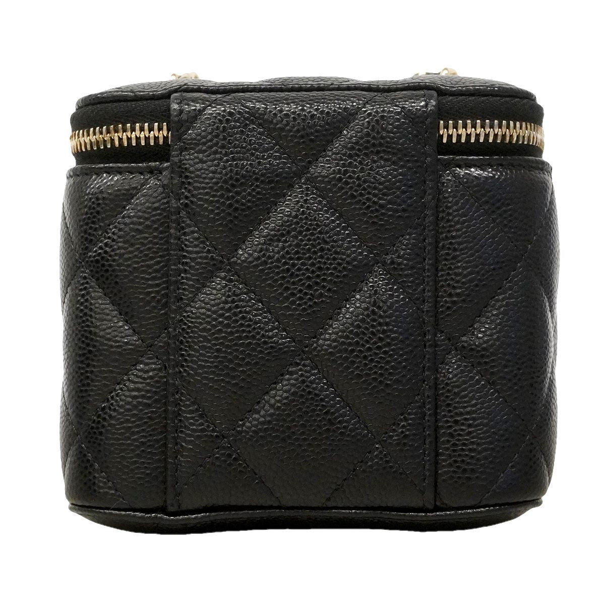 Chanel Vanity Bag Quilted Caviar Leather Black Champagne Gold — view 6