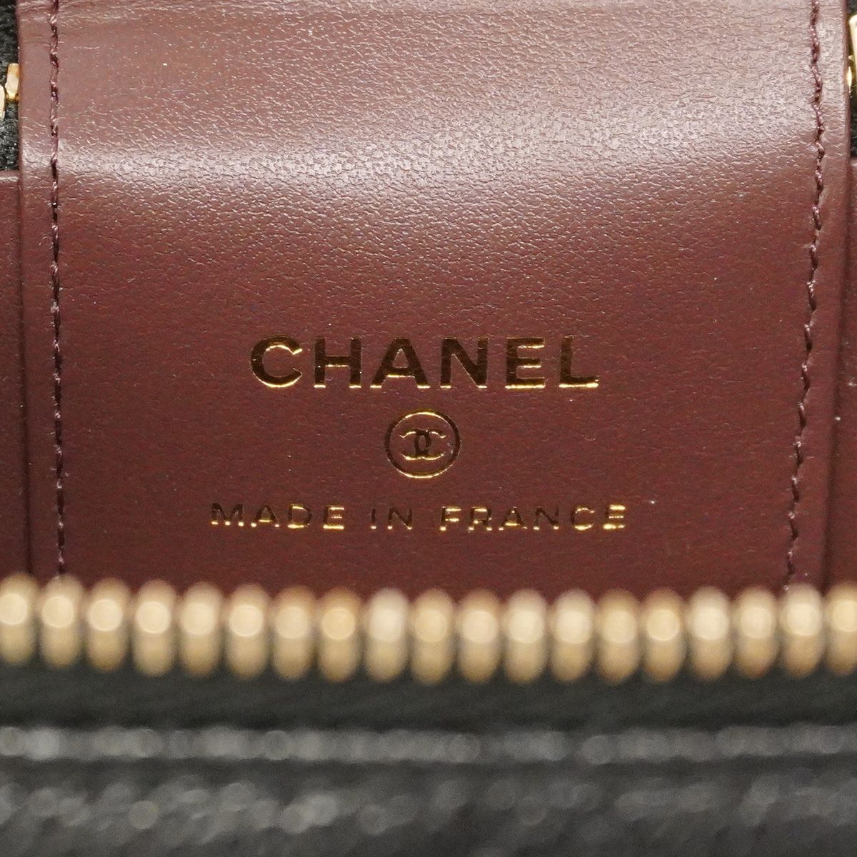Chanel Vanity Bag Quilted Caviar Leather Black Champagne Gold — view 5