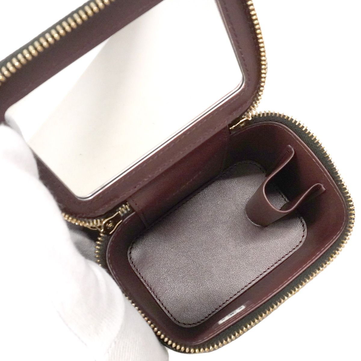 Chanel Vanity Bag Quilted Caviar Leather Black Champagne Gold — view 4