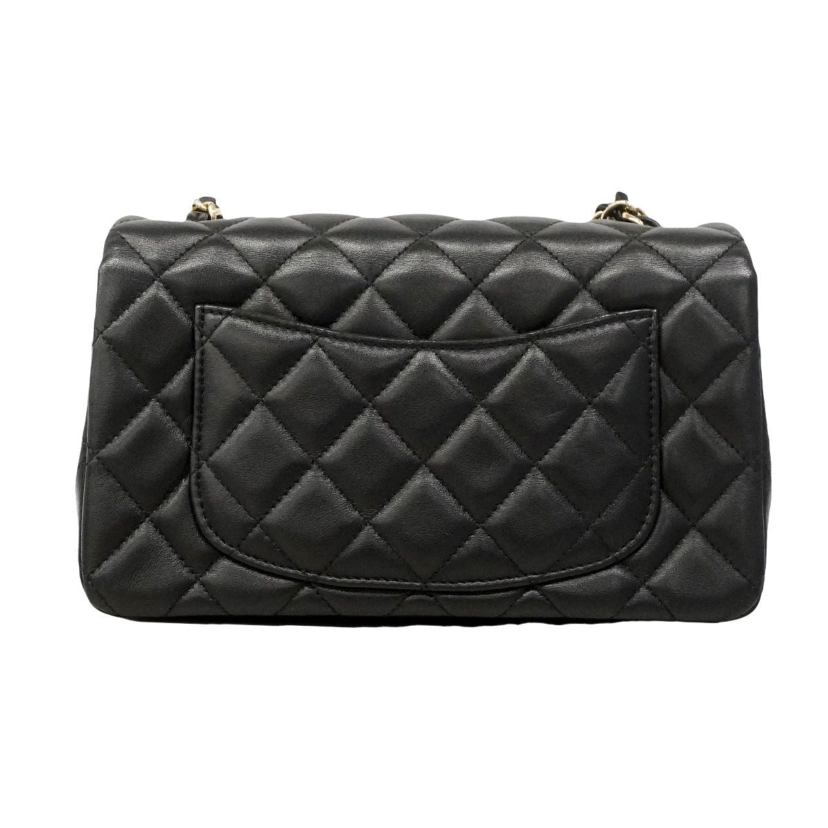 Chanel Shoulder Bag Mini Quilted Lambskin Black Champagne Gold — view 8