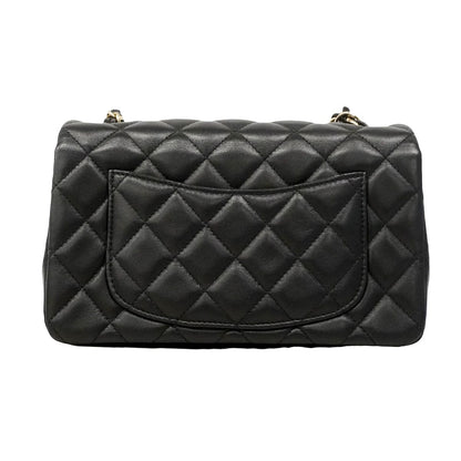 Chanel Shoulder Bag Mini Quilted Lambskin Black Champagne Gold — view 8