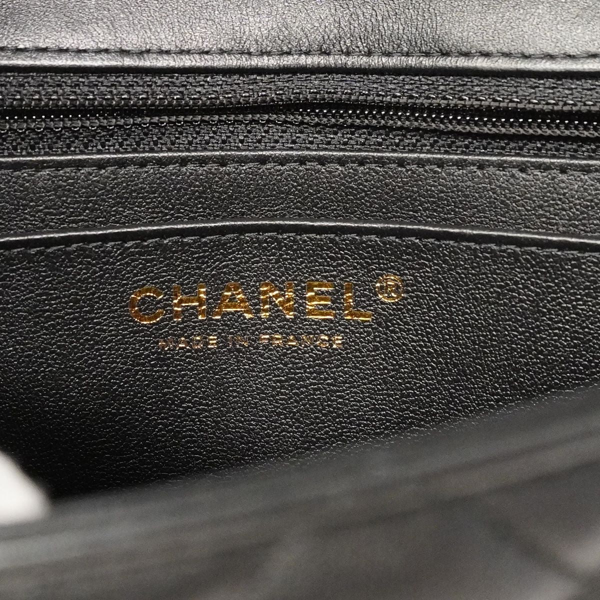 Chanel Shoulder Bag Mini Quilted Lambskin Black Champagne Gold — view 5