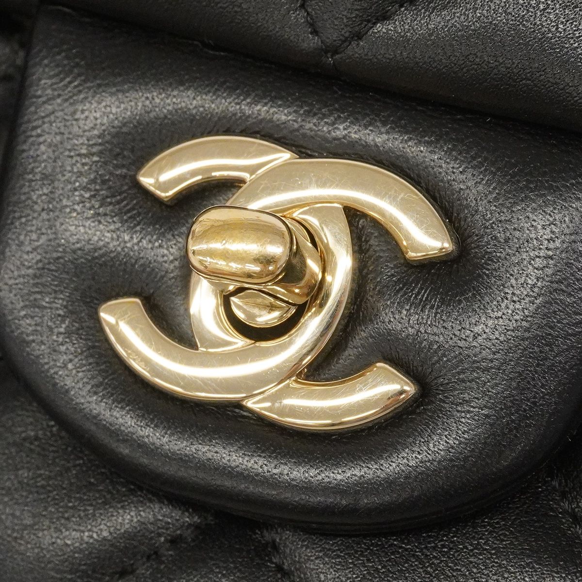 Chanel Shoulder Bag Mini Quilted Lambskin Black Champagne Gold — view 6