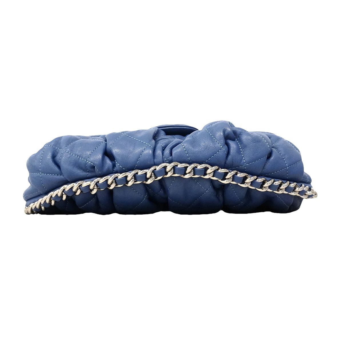 Chanel Shoulder Bag Quilted Leather Blue Silver — view 3