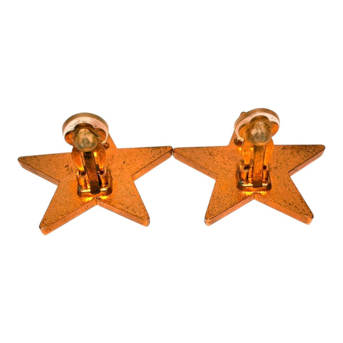 Chanel 01P CC Logo Star Black Gold Vintage Earrings Metal — view 8