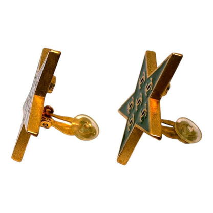 Chanel 01P CC Logo Star Black Gold Vintage Earrings Metal — view 2