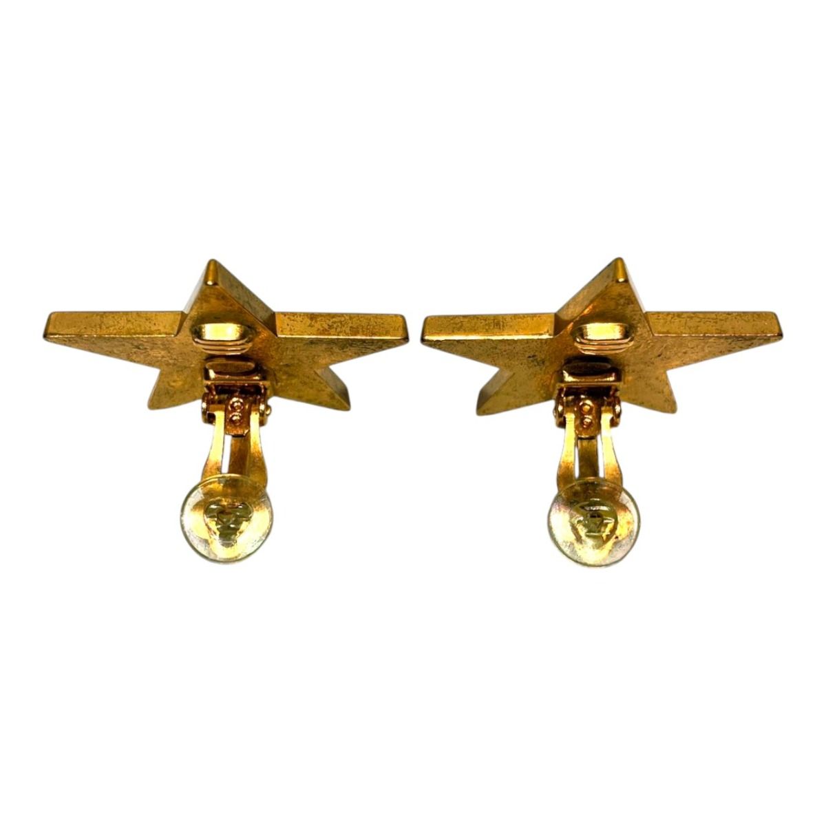 Chanel 01P CC Logo Star Black Gold Vintage Earrings Metal — view 4