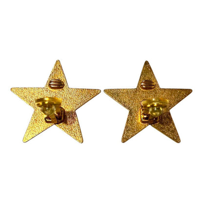 Chanel 01P CC Logo Star Black Gold Vintage Earrings Metal — view 3