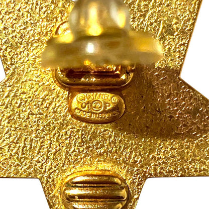 Chanel 01P CC Logo Star Black Gold Vintage Earrings Metal — view 7