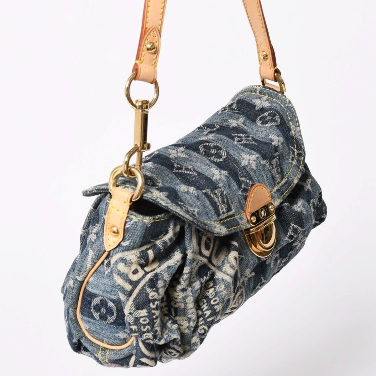Louis Vuitton Mini Pleaty Raye Shoulder Bag Monogram Denim Blue — view 3