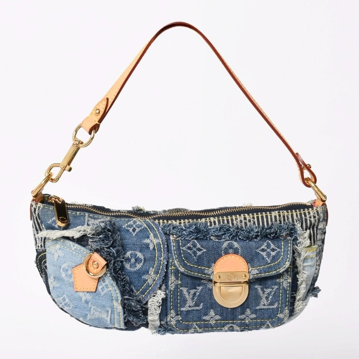 Louis Vuitton Pouch Patchwork Monogram Denim Blue