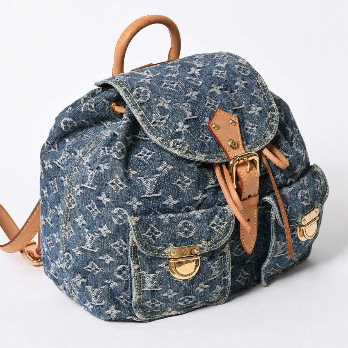 Louis Vuitton Sac a Dos GM Backpack Monogram Denim Blue Gold — view 3