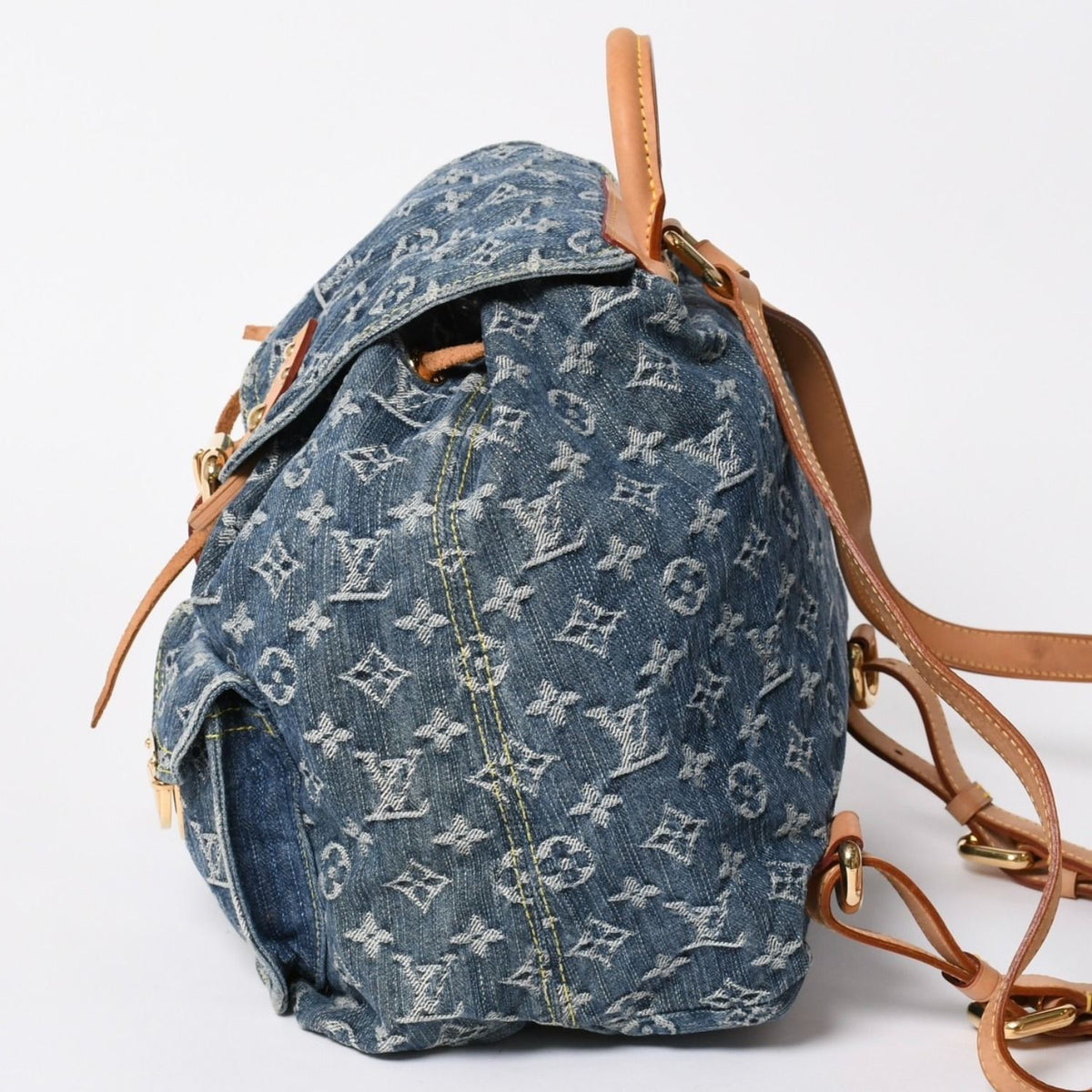 Louis Vuitton Sac a Dos GM Backpack Monogram Denim Blue Gold — view 4