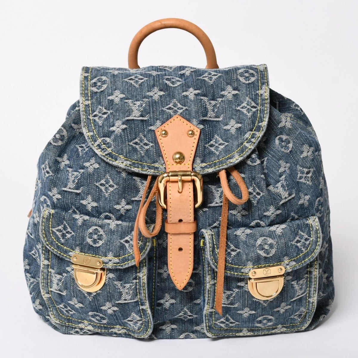 Louis Vuitton Sac a Dos GM Backpack Monogram Denim Blue Gold