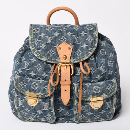 Louis Vuitton Sac a Dos GM Backpack Monogram Denim Blue Gold