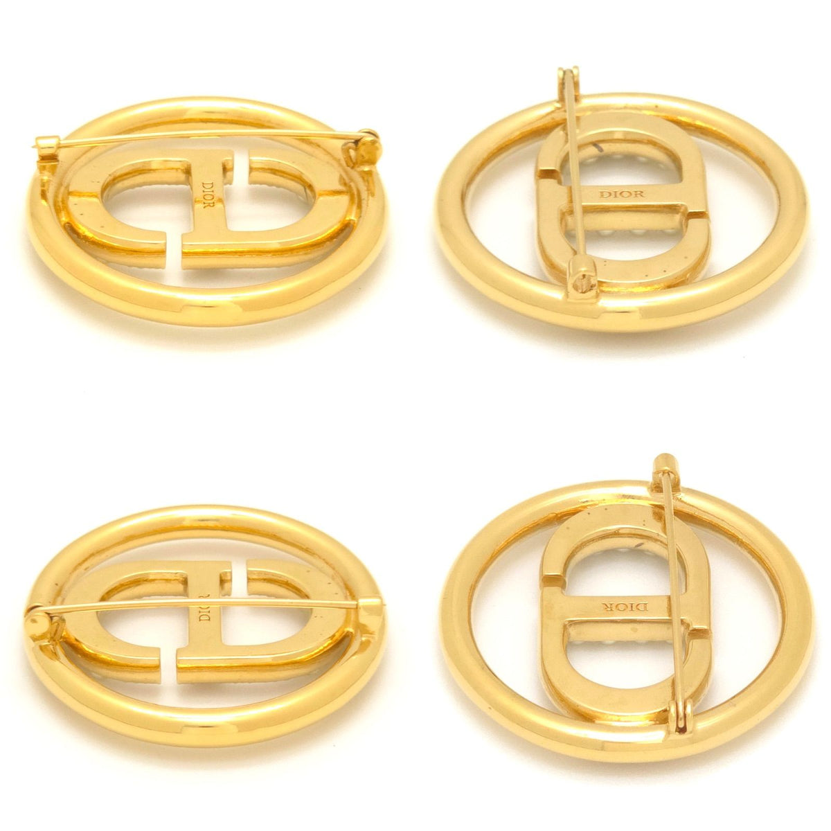 Dior 30 Montaigne CD Brooch Resin Pearl CD Signature Gold-Tone Metal — view 4