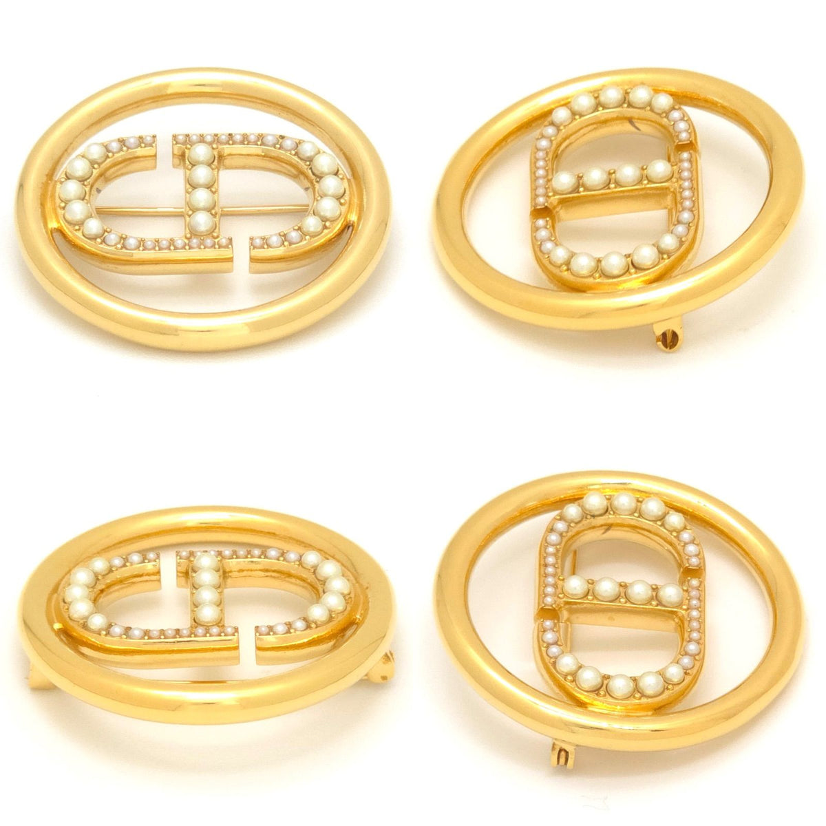 Dior 30 Montaigne CD Brooch Resin Pearl CD Signature Gold-Tone Metal — view 2