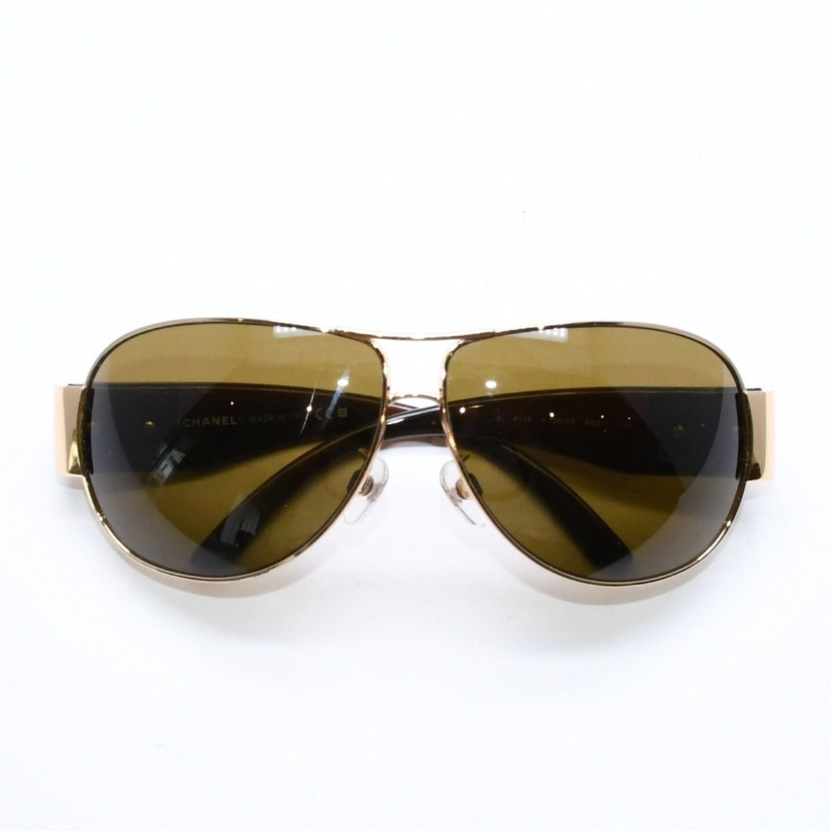 Chanel Side CC Logo Teardrop Sunglasses Metal Acetate Brown Gold Eyewear — view 2