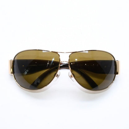 Chanel Side CC Logo Teardrop Sunglasses Metal Acetate Brown Gold Eyewear — view 2
