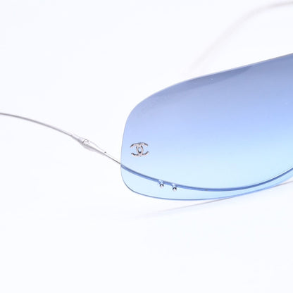 Chanel Shield Sunglasses Eyewear 125 CC Logo Faux Pearl Blue — view 6