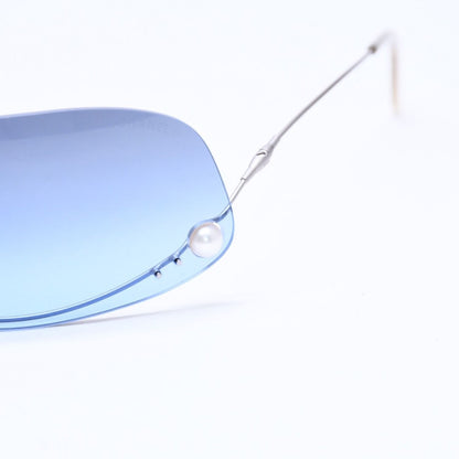 Chanel Shield Sunglasses Eyewear 125 CC Logo Faux Pearl Blue — view 7