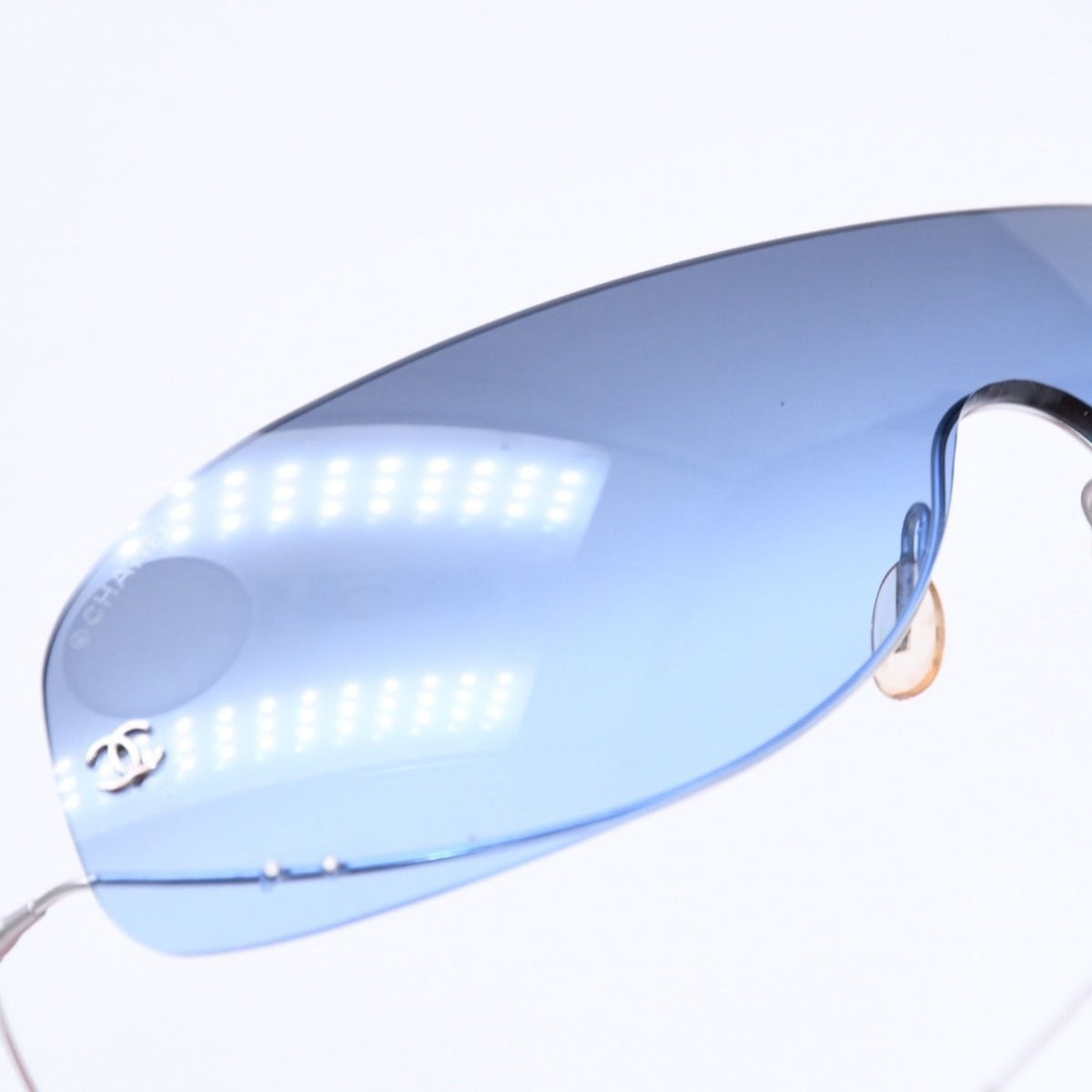 Chanel Shield Sunglasses Eyewear 125 CC Logo Faux Pearl Blue — view 8