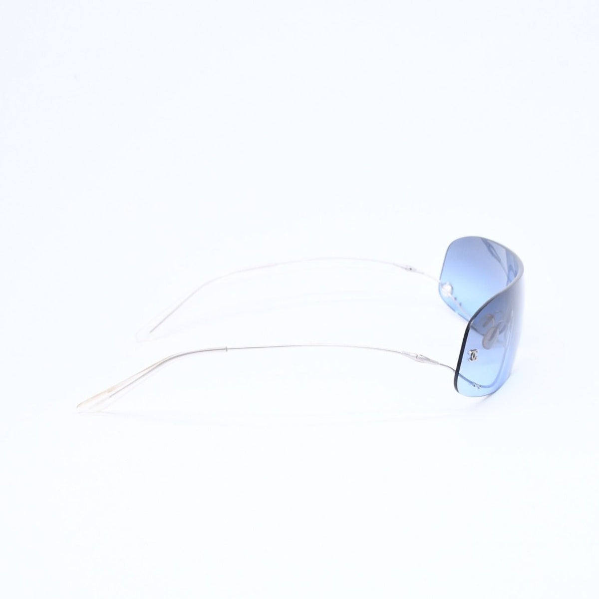 Chanel Shield Sunglasses Eyewear 125 CC Logo Faux Pearl Blue — view 4