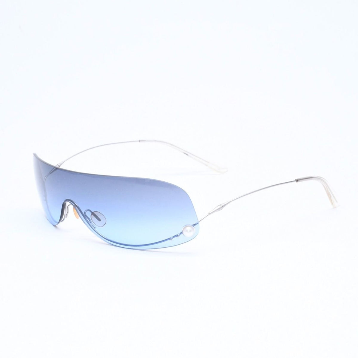 Chanel Shield Sunglasses Eyewear 125 CC Logo Faux Pearl Blue — view 2