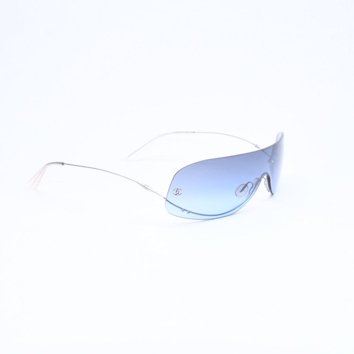 Chanel Shield Sunglasses Eyewear 125 CC Logo Faux Pearl Blue — view 3