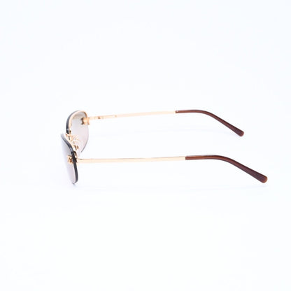 Chanel Rimless Sunglasses Side CC Logo Metal Brown Gold Eyewear — view 6