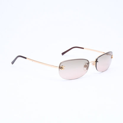 Chanel Rimless Sunglasses Side CC Logo Metal Brown Gold Eyewear — view 4