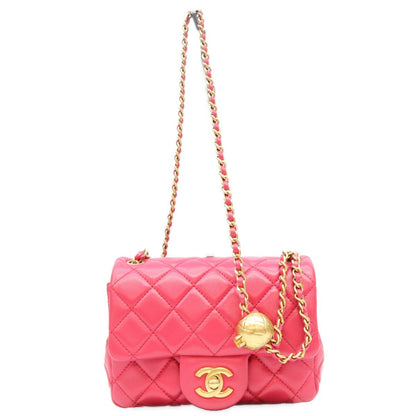 Chanel Neo Pink Lambskin Pearl Crush Coco Ball Mini Quilted 17 Shoulder Bag