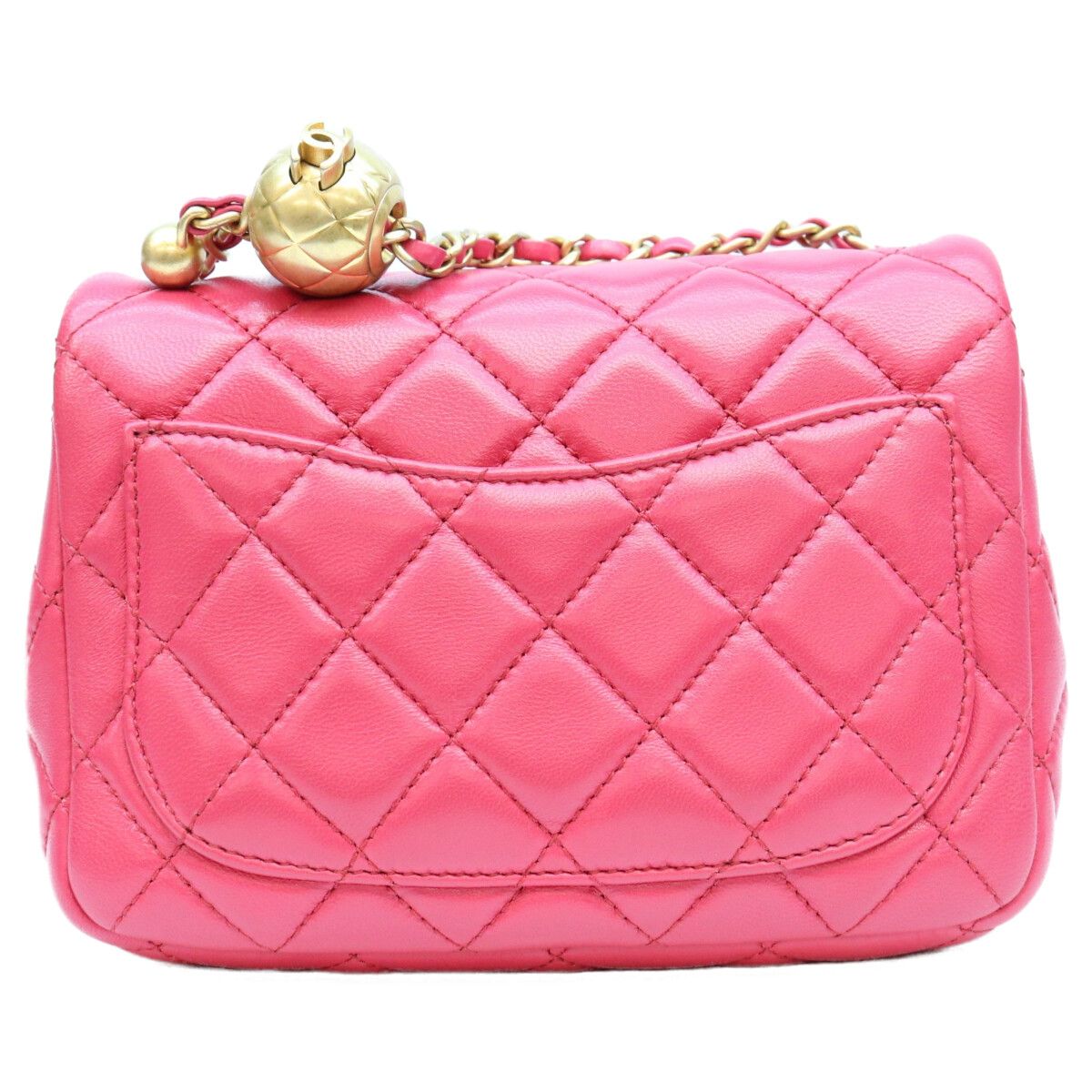 Chanel Neo Pink Lambskin Pearl Crush Coco Ball Mini Quilted 17 Shoulder Bag — view 3
