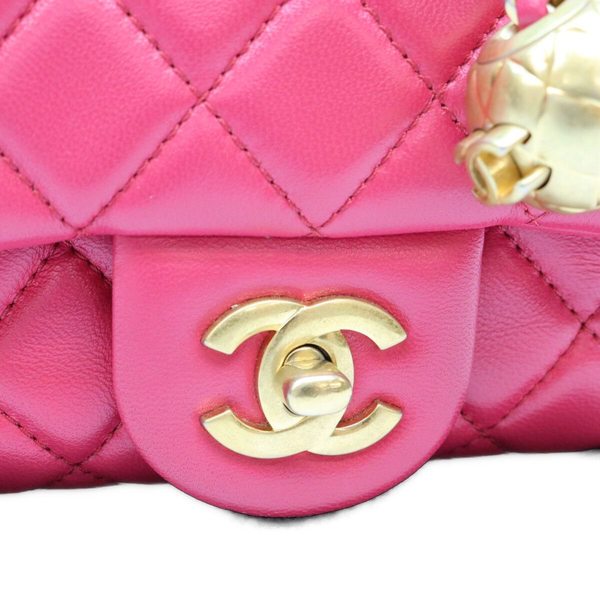 Chanel Neo Pink Lambskin Pearl Crush Coco Ball Mini Quilted 17 Shoulder Bag — view 6