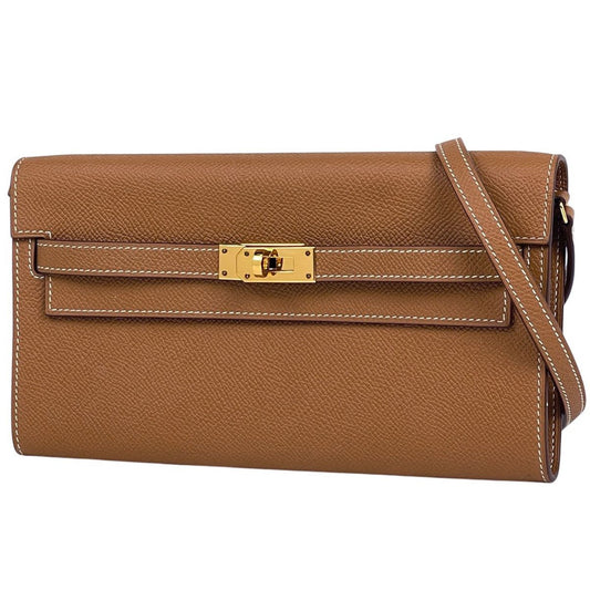 Hermes Kelly Long to Go Wallet on Chain Shoulder Bag Veau Epsom Gold