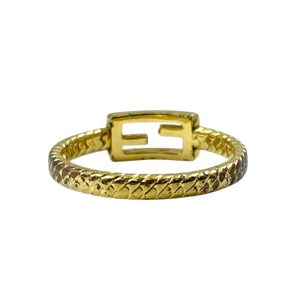 Fendi Baguette Ring FF Logo Metal Gold — view 3
