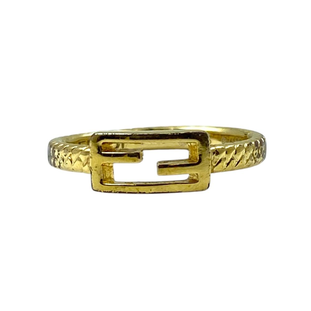 Fendi Baguette Ring FF Logo Metal Gold