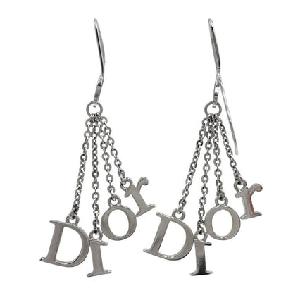 Dior Earrings Logo Silver Metal Chain