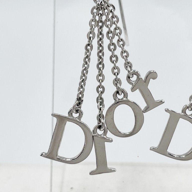 Dior Earrings Logo Silver Metal Chain — view 2