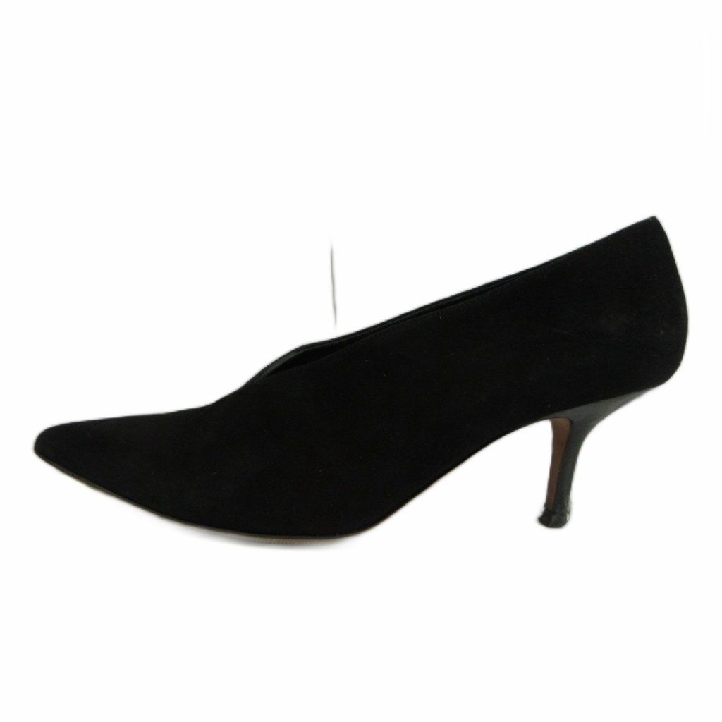 Celine Pumps Suede Pointed Toe High Heels Cut Black — view 2