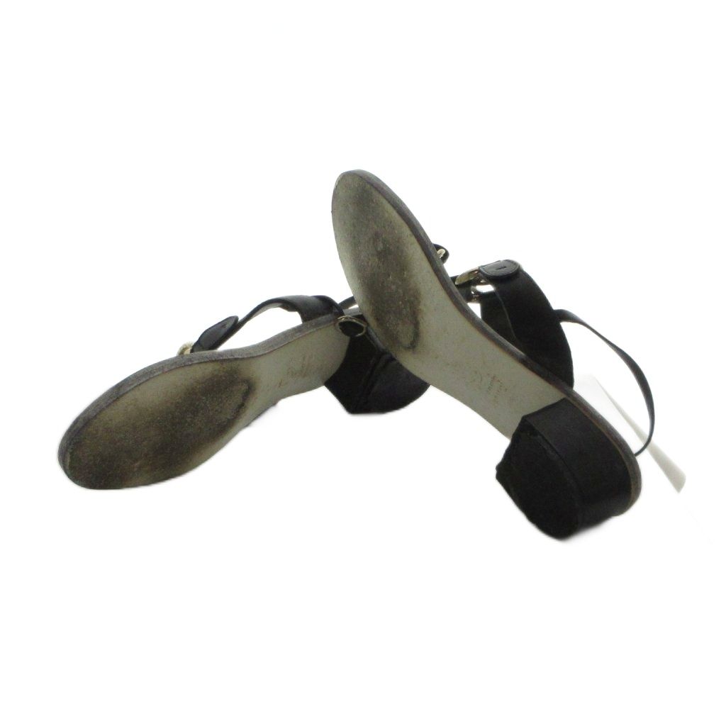Chanel Sandals Strap Thong CC Logo Leather Black — view 6