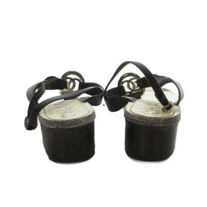 Chanel Sandals Strap Thong CC Logo Leather Black — view 5