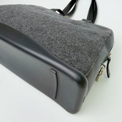 Prada Shoulder Bag Tweed Leather Gray Black Vintage — view 8
