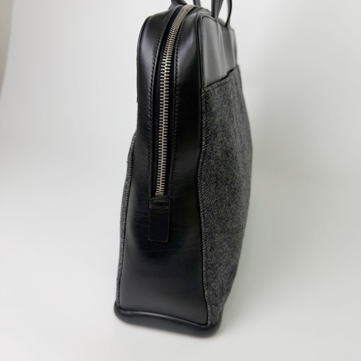 Prada Shoulder Bag Tweed Leather Gray Black Vintage — view 6